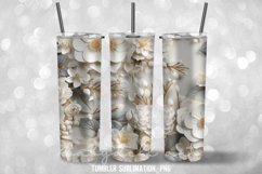 20 oz Tumbler Wrap 3D Flowers Sublimation Design PNG Product Image 3