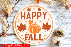 Happy Fall Round Sign SVG Product Image 1