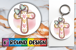 Playful Keychain Circle PNG Design, Cross and Bow Product Image 1