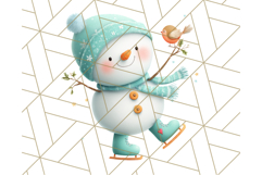 Pastel Snowman Clipart PNG, Cute Soft Winter Graphics Product Image 3