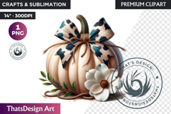 Western Pumpkin Autumn PNG,Cowgirl Coquette bow fall clipart Product Image 1