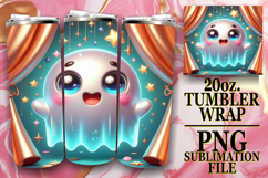 Joyful Reflections 20oz tumbler wrap, 3D Cute Ghost Product Image 1