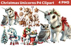 Christmas Unicorns Clipart Bundle Product Image 2