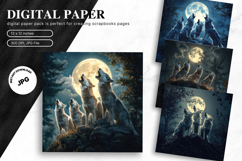 Wolf Wall Art Digital Paper Backgrounds Printable Scrapbook Product Image 1