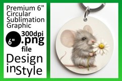 Floral Mouse Watercolor Round Design PNG Product Image 1