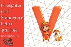 Firefighter Girl Letter V Clipart | Firewoman Alphabet PNG Product Image 1