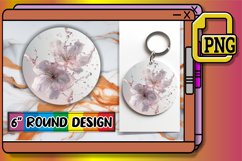 Floral Oasis: Round Sublimation Splash Keychain PNG Product Image 1