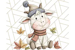 Fall Farm Animal Clipart, Autumn Barnyard PNG Illustrations Product Image 3