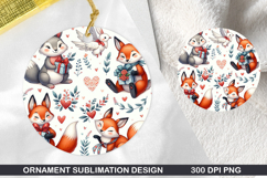 Fox Holding Stained Glass Ornament PNG,Digital Download File Product Image 1