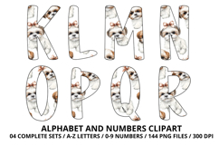 Cute Puppies Alphabet PNG, watercolor Letters &amp; Numbers Product Image 3