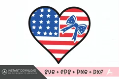 4th of July Love and Bow SVG, Red White and Blue SVG Product Image 1