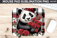 Watercolor Panda Mouse Pad Sublimation - Valentines PNG Product Image 1