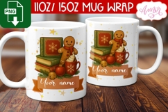 Merry Christmas mug wrap PNG, Gingerbread man mug template Product Image 3