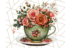 Vintage Floral Teacup Clipart PNG, Blooming Teacups Clip Art Product Image 3