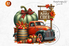 Fall Trucks with Pumpkins PNG, Vintage Farmhouse Autumn Product Image 4