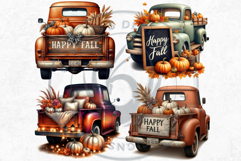 Fall Trucks with Pumpkins PNG, Vintage Farmhouse Autumn Product Image 5