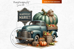 Fall Trucks with Pumpkins PNG, Vintage Farmhouse Autumn Product Image 8
