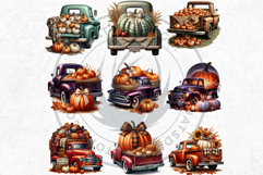Fall Trucks with Pumpkins PNG, Vintage Farmhouse Autumn Product Image 9