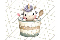 Cute Dessert Unicorn PNG Clipart with Cupcakes & Candies Product Image 3