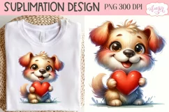 Cute dog holding a heart PNG design for Valentine's Day Product Image 1