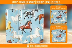 Horse Seemless Tumbler Wrap Designs, Sublimation Wrap Product Image 1