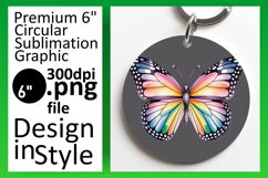 Dynamic Keychain Circle PNG Artwork , Butterfly Product Image 1