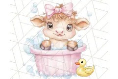 Farm Animal Babies in Bubble Bath PNG, Nursery Clipart Product Image 3