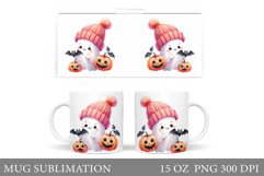 Cute Ghost Mug Design. Cute Halloween Mug Sublimation Product Image 1