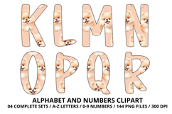 Cute Puppies Alphabet PNG, Watercolor Letters &amp; Numbers Product Image 3