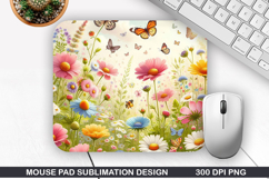 Mouse Pad Sublimation, Spring Flowers Mouse Pad PNG Design Product Image 1