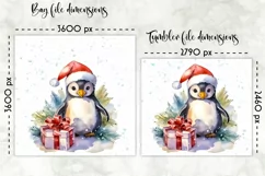 Watercolour Penguin Lunch Bag Print | Christmas Lunch Bag Product Image 2