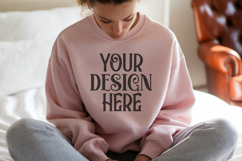 Light Pastel Pink Gildan 18000 Sweatshirt mockup Product Image 1