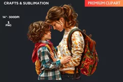 Watercolor Mother's day Clipart, Mother hugging child, love Product Image 2