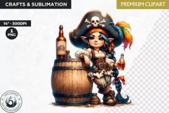 Pirate Gnome Girl clipart, Corsair Gnome sublimation, summer Product Image 1