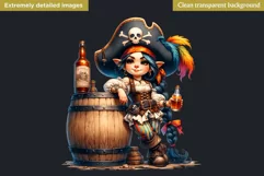 Pirate Gnome Girl clipart, Corsair Gnome sublimation, summer Product Image 2