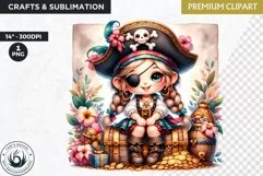 Pirate Gnome Girl clipart, Corsair Gnome sublimation, summer Product Image 1