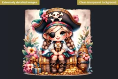 Pirate Gnome Girl clipart, Corsair Gnome sublimation, summer Product Image 2