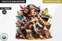 Pirate Gnome Girl clipart, Corsair Gnome sublimation, summer Product Image 1