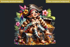Pirate Gnome Girl clipart, Corsair Gnome sublimation, summer Product Image 2