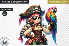 Pirate Gnome Girl clipart, Corsair Gnome sublimation, summer Product Image 1