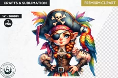 Pirate Gnome Girl clipart, Corsair Gnome sublimation, summer Product Image 1