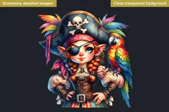 Pirate Gnome Girl clipart, Corsair Gnome sublimation, summer Product Image 2