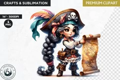 Pirate Gnome Girl clipart, Corsair Gnome sublimation, summer Product Image 1