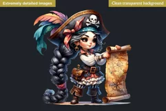 Pirate Gnome Girl clipart, Corsair Gnome sublimation, summer Product Image 2