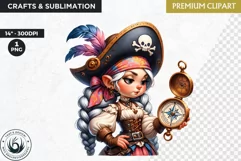 Pirate Gnome Girl clipart, Corsair Gnome sublimation, summer Product Image 1
