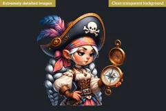 Pirate Gnome Girl clipart, Corsair Gnome sublimation, summer Product Image 2