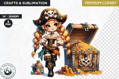 Pirate Gnome Girl clipart, Corsair Gnome sublimation, summer Product Image 1