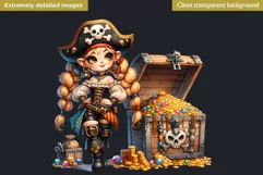 Pirate Gnome Girl clipart, Corsair Gnome sublimation, summer Product Image 2