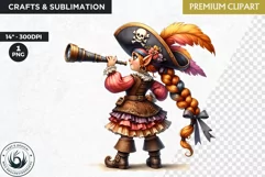 Pirate Gnome Girl clipart, Corsair Gnome sublimation, summer Product Image 1