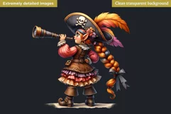 Pirate Gnome Girl clipart, Corsair Gnome sublimation, summer Product Image 2